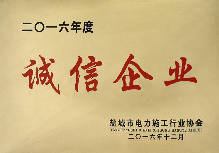 pg电子电缆被盐都会电力施工行业协会评为“诚信企业”