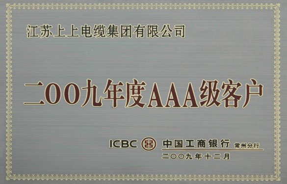 pg电子荣获“中国工商银行2009年度AAA级客户”称呼